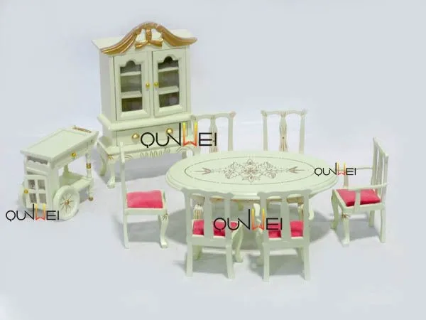 Escala 1:12 pintado de blanco mesa y 4 Sillas tumdee Casa de Muñecas en Miniatura 1506 