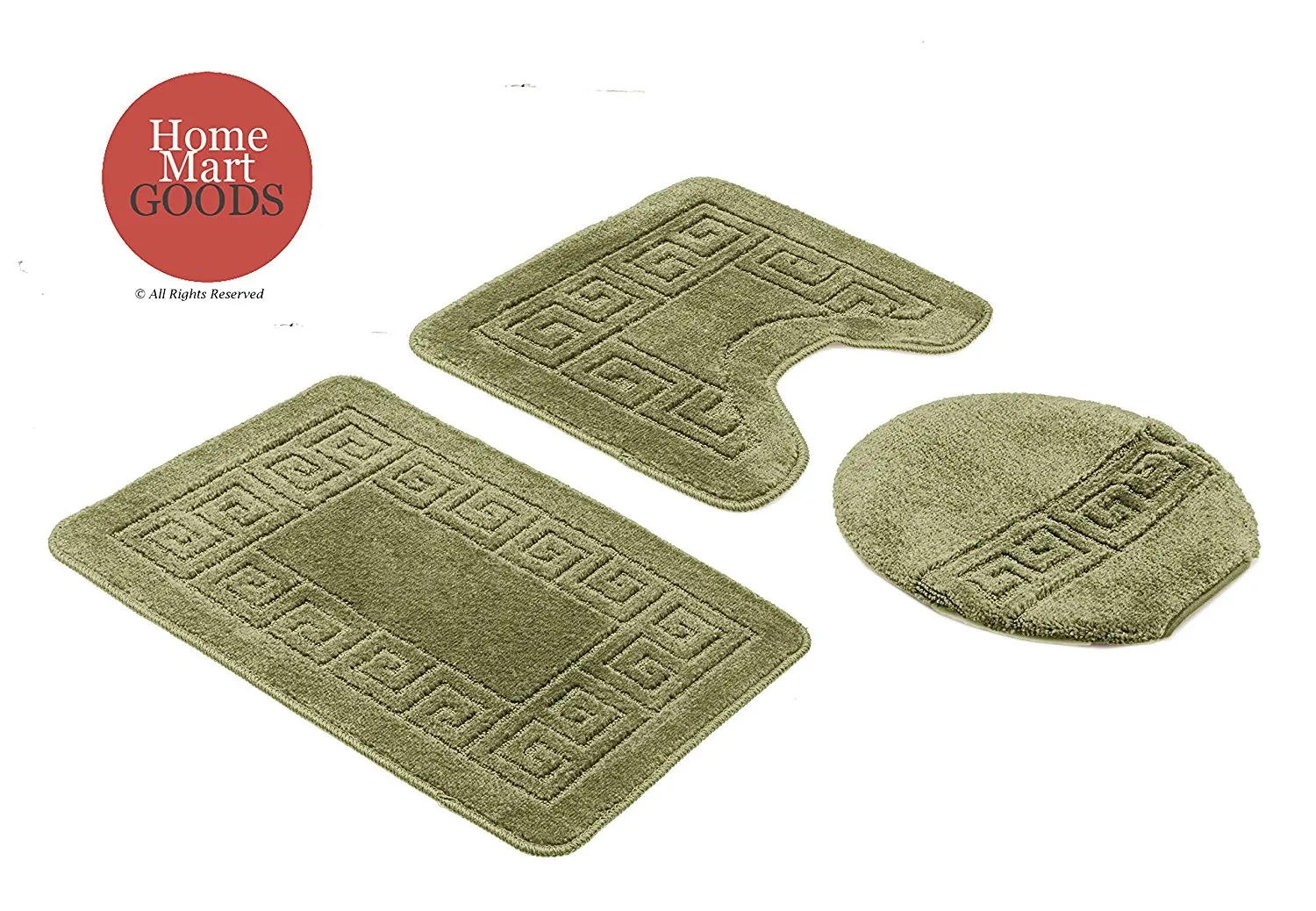 Buy Home Must Haves 3 Piece Sage Green Bath Rug Set Patchwork Pattern