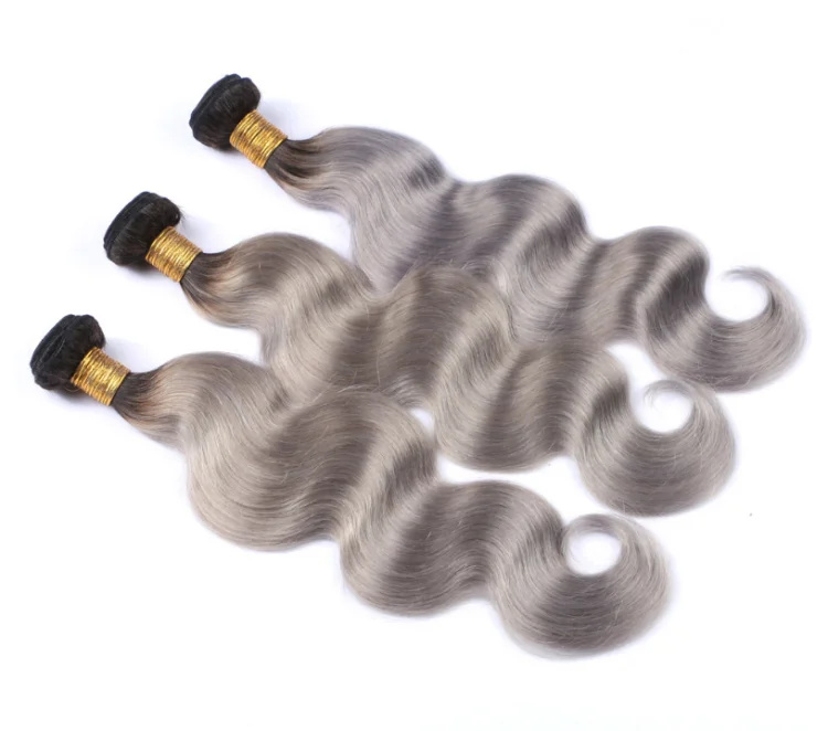 Brazilian Ombre Color Hair,Sew In Human Hair Weave 1b Grey Ombre Hair