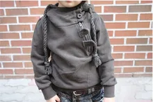Sping Autumn Children Hoodies Korean Dashing Inclined Zipper Kids Hoody Outwear Grey And Dk Blue Colour