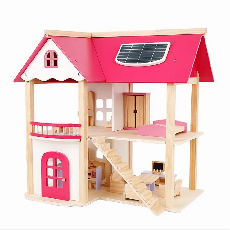 wooden doll house pink