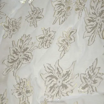 silk fabric metallic fancy jacquard flower pure larger