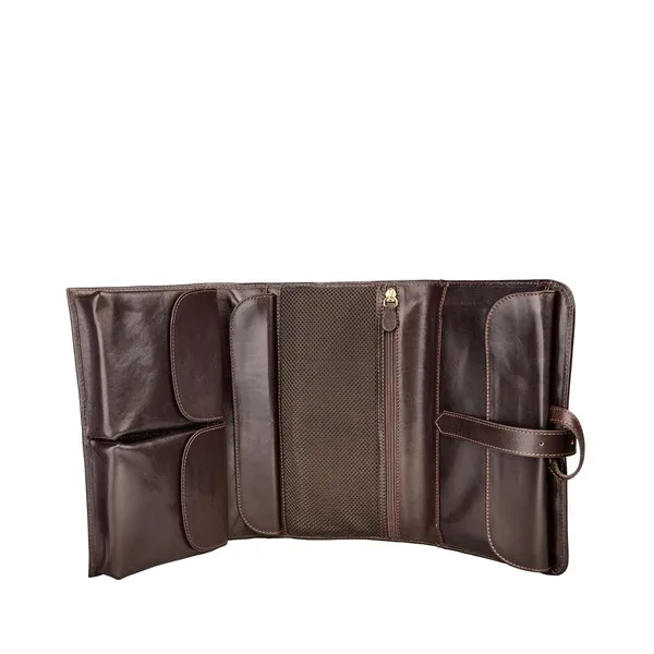 mens leather roll up toiletry bag