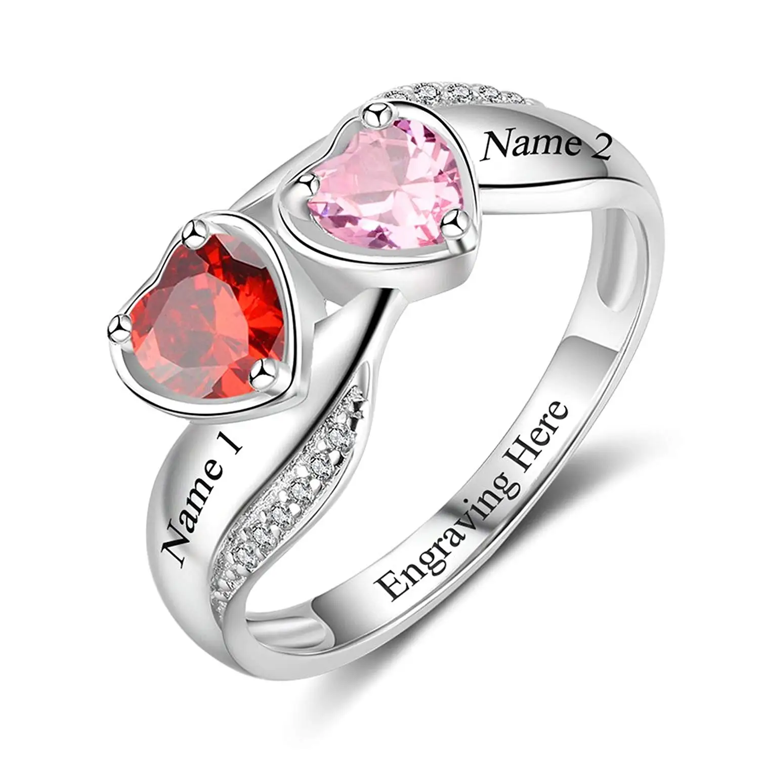 Buy To I Love Promise Rings For Her Engraved 2 Names 2 Simulated Birthstones Rings Engagement Rings For Women Personalized And Customized In Cheap Price On Alibaba Com