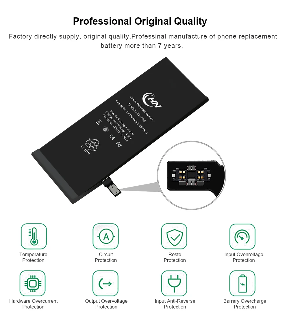 Original Lipo Lithium Mobile Phone Replacement Battery For iphone 8