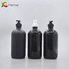 16oz 480ml black essential oil boston round glass bottle with Plastic Pump Sprayer for Soap Liquid