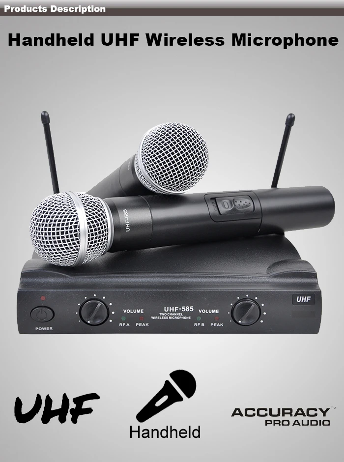 Accuracy Pro Audio UHF-585 UHF Microphone System Karaoke Microphone ...