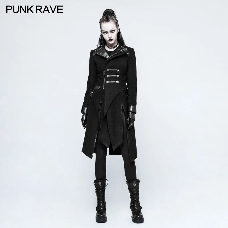 New PUNK RAVE Gothic Victorian Winter Warm Worsted Black Coat Y-796 FAST POSTAGE