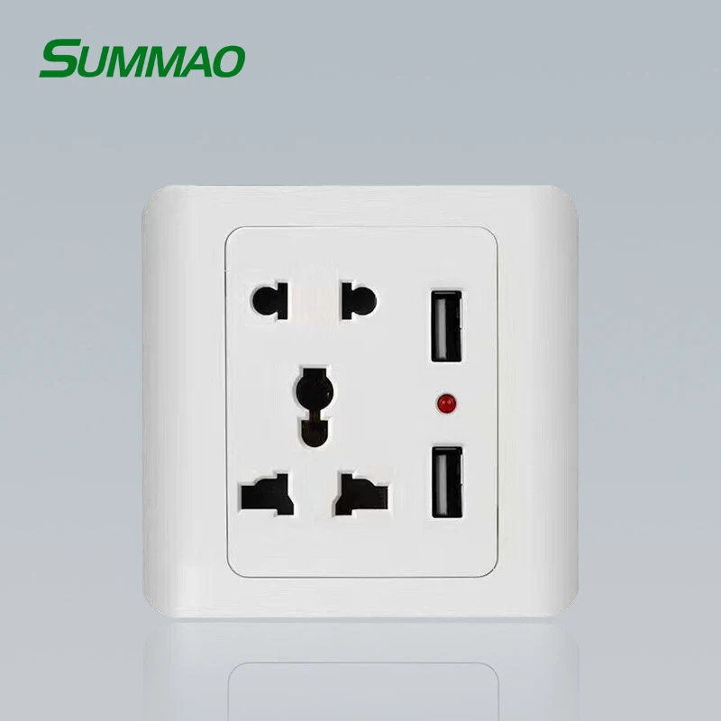 2 Gang 13 A Double Plug Chrome Poli Prise murale avec USB