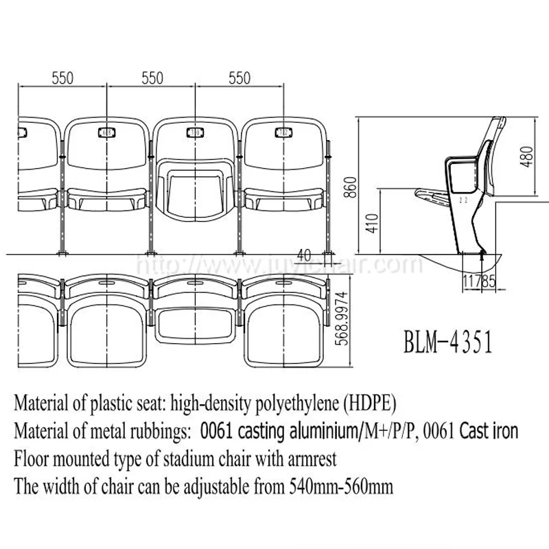 factoery price stadium seating chairs Plastic Stadium SeatBLM4351