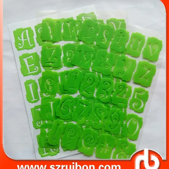 back adhesive soft green alphabet ceramic painting stencil