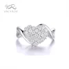 heart shape sterling silver ring full pave cz stones promise jewelry for girl