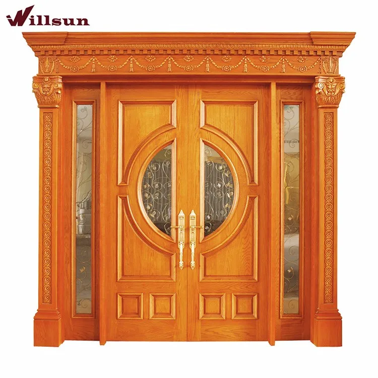 2018 Wholesale Modern Main Gate Design Philippines Cherry Wood Luxury Glass Insert Double Door With Sidelight Buy Modern Gate Design