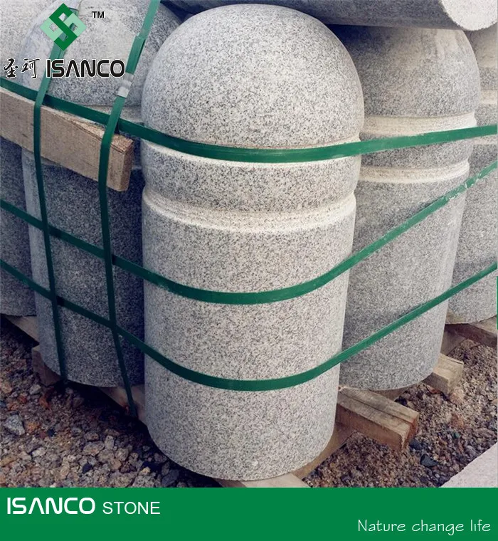
tumbled granite cylindrical stumbling block and granite stone roadblock 