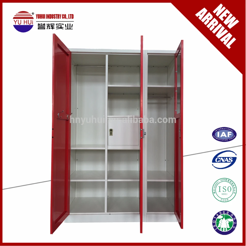 Hot Selling New Design Metal Storage Wardrobe Fitted Wardrobe 3 Door Godrej Steel Almirah In Red Buy Bedroom Wardrobe Design Fitted Wardrobe