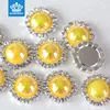 Over 40 colors available 15mm citrine color pearl flat back rhinestone buttons for fashion bags