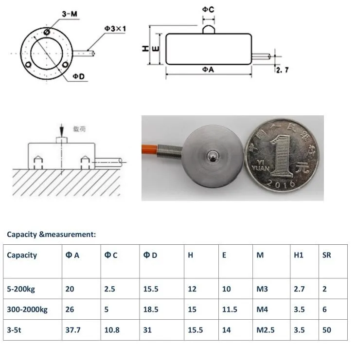 1000kg Button Type Micro Weighing Sensor Load Cell 1t Dyhw-116 - Buy ...