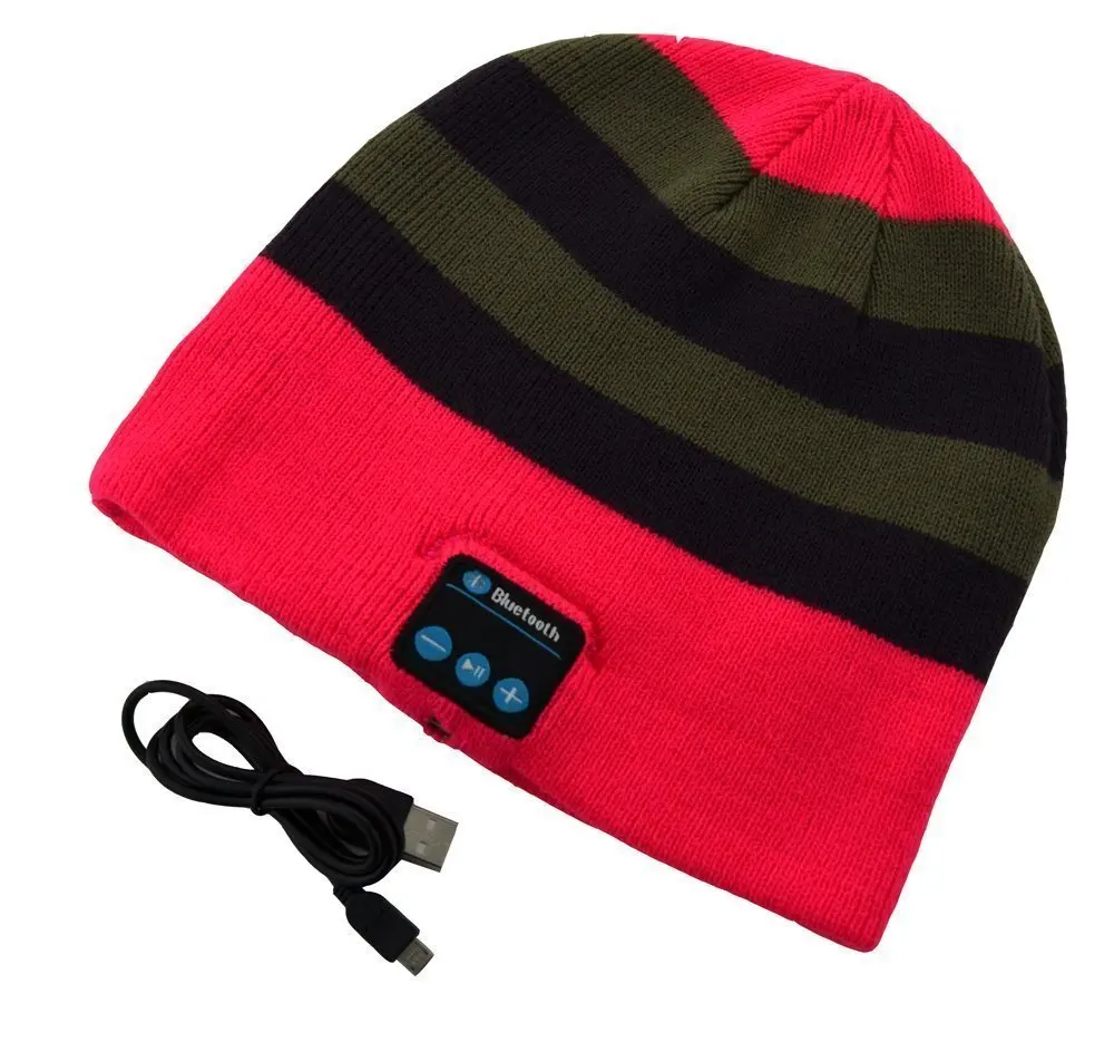BearsFire® Bluetooth Music Hat Knitted Winter Hat Magic Hat Hands-free Music mp3 Speaker Hat Women/Men Winter and Spring Warm Hats Beanie Hat for iPhone Samsung Android Phones (Rose)