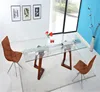 Modern wood dining table,Tempered glass extention dining table and chair