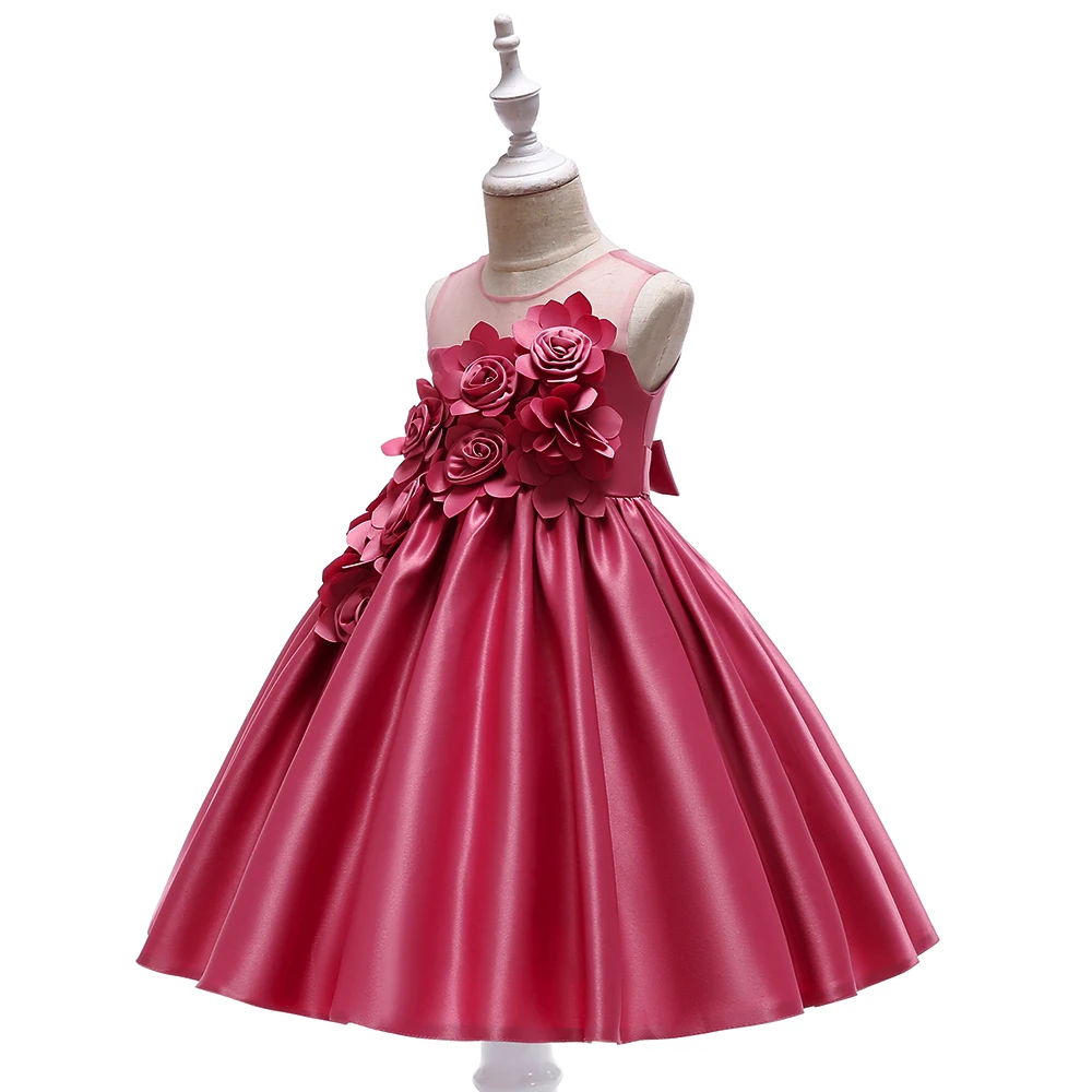 New Arrival Beautiful Designer Rose Sleeveless Mid-calf Flower Girl ...