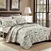 Luxury Stitching Vintage Birds Print Throw 2 Pillow Shams Mandala Quilt Sets Bedding