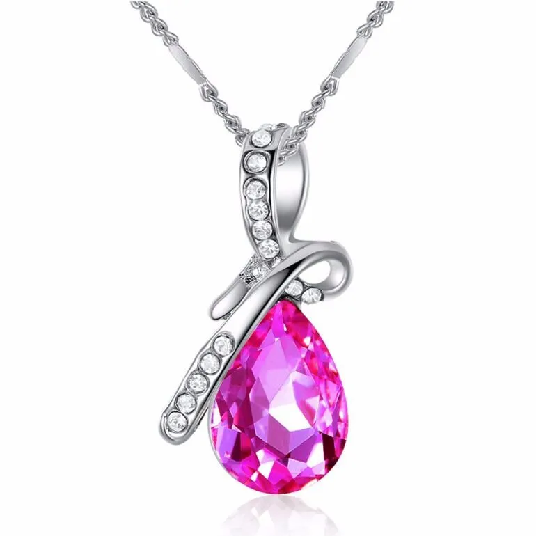 Wholesale Austrian Crystal Drop Necklace Angel Tear Necklace Free
