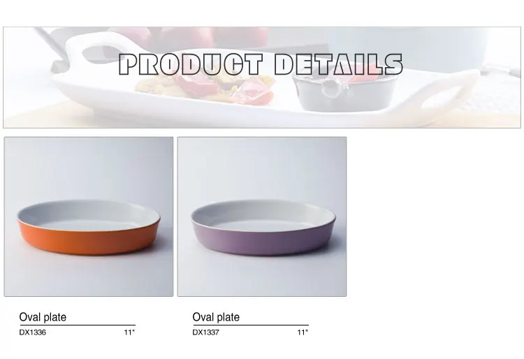 Ceramic factory crockery tableware color oval plates for hotel