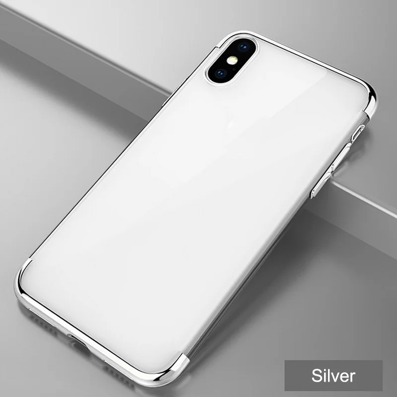 Plating tpu Transparent phone Case for iPhone For Huawei For Samsung for Xiaomi For Vivo for Opp0 protective Cover