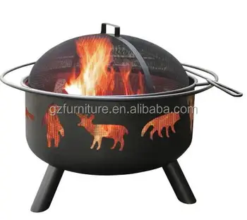 Animal Design Patio Use Steel Fire Pit Bowl With Cooking Grate Bbq