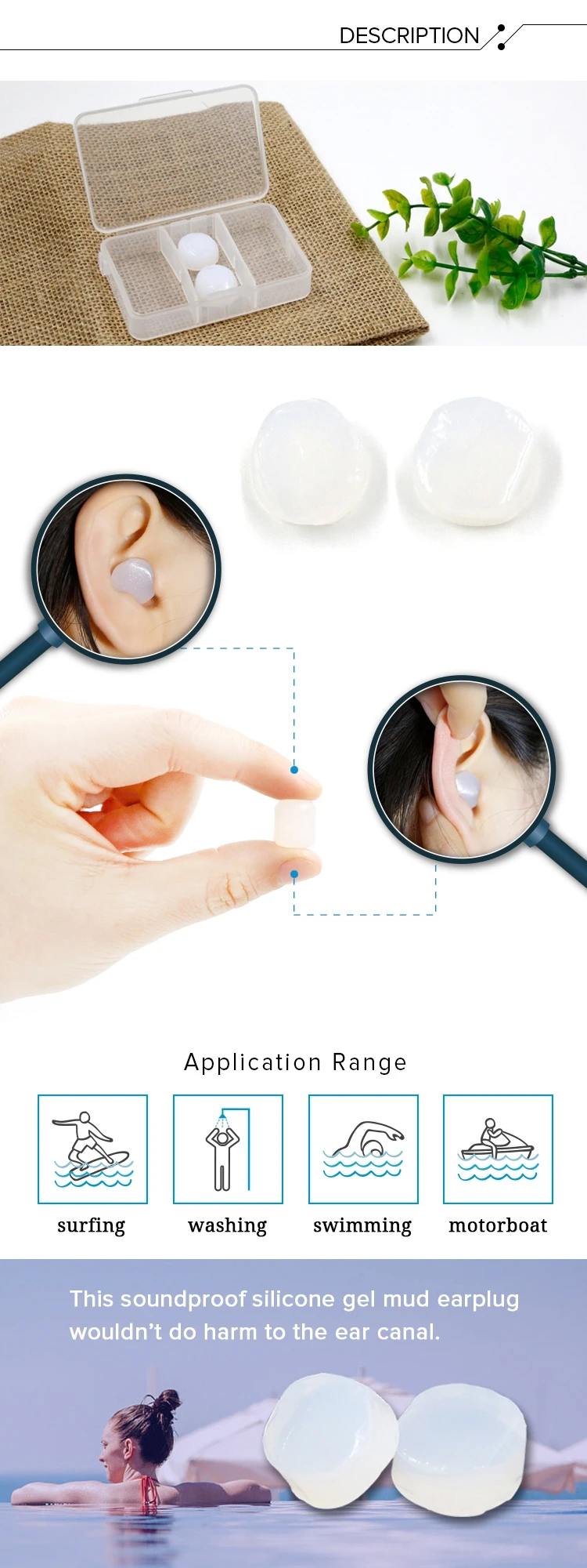 Silicone Ear Custom Moldable Soft Silicone Gel Ear Plugs Noise