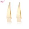 Ready Made Fashion Concave-Convex Two Sides Custom Glossy Metal Sliver Gold Flower Alloy Zircon Jewel Ear Stud