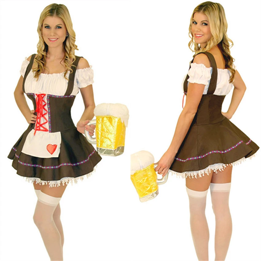 Ladies Oktoberfest Beer Maid Wench German Bavarian Heidi Fancy Dress Costum...
