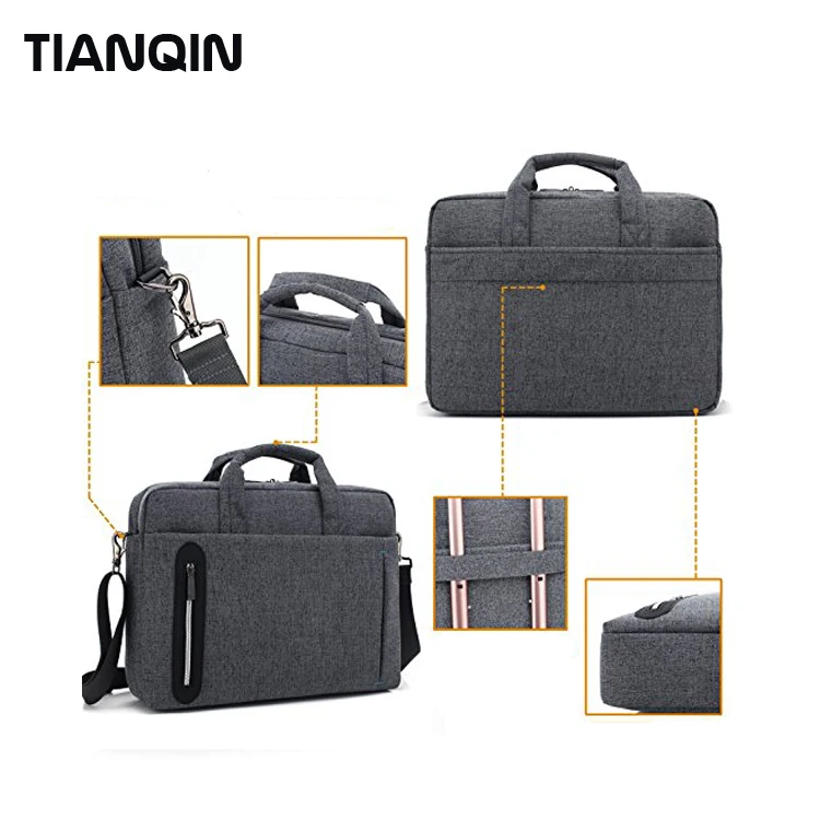 Multi-compartment Briefcase Grey Nylon Shoulder Bag For Laptop - Buy ...