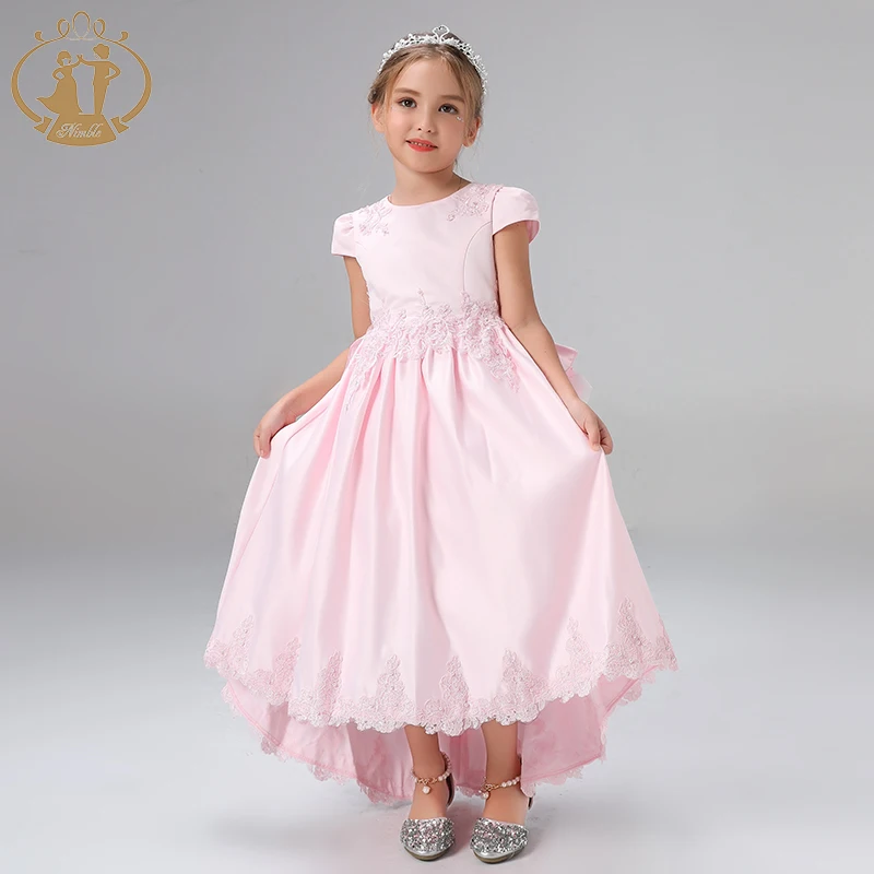 2019 Nimble New Arrival Most Beautiful Satin Lace Pink Korean Kids Wear ...