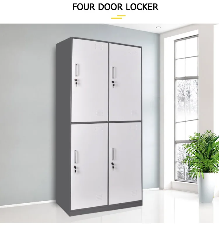 Storage locker staff clothes storage locker 4 doors steel storage metal wardrobe
