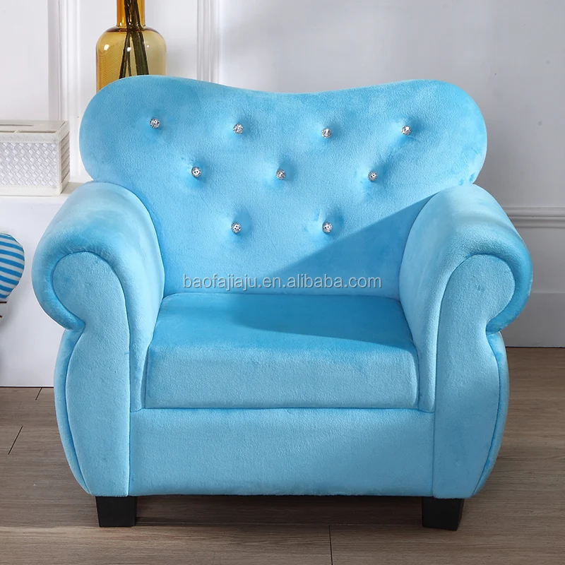 Sky blue color new design fleece children armchair kids sofa for children bedroom decoration furnture