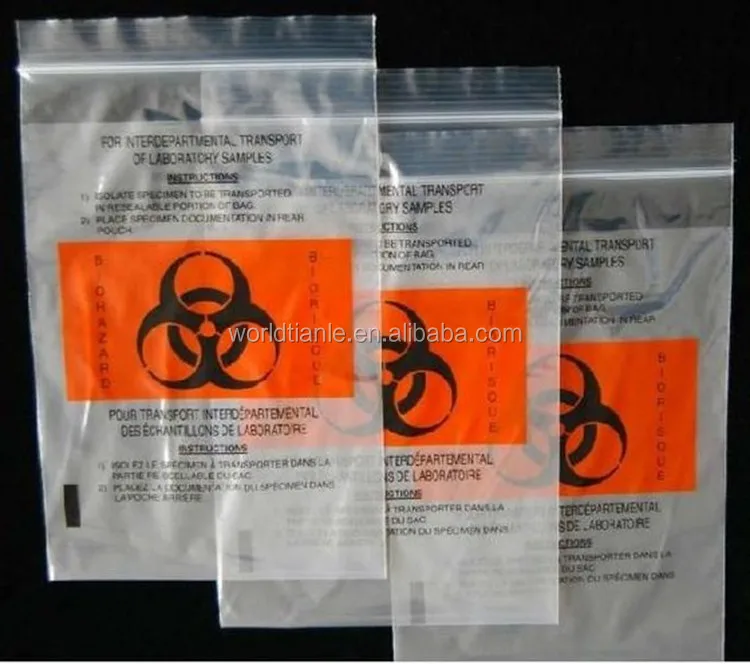 Plastic Lab Specimen Bag Ziplock Biohazard Bag With Customize Logo For