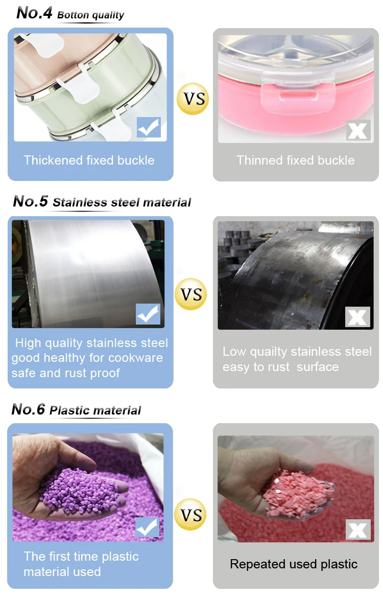 High quality food grade lunch box stainless steel lunch box with 3 compartment bento lunch box