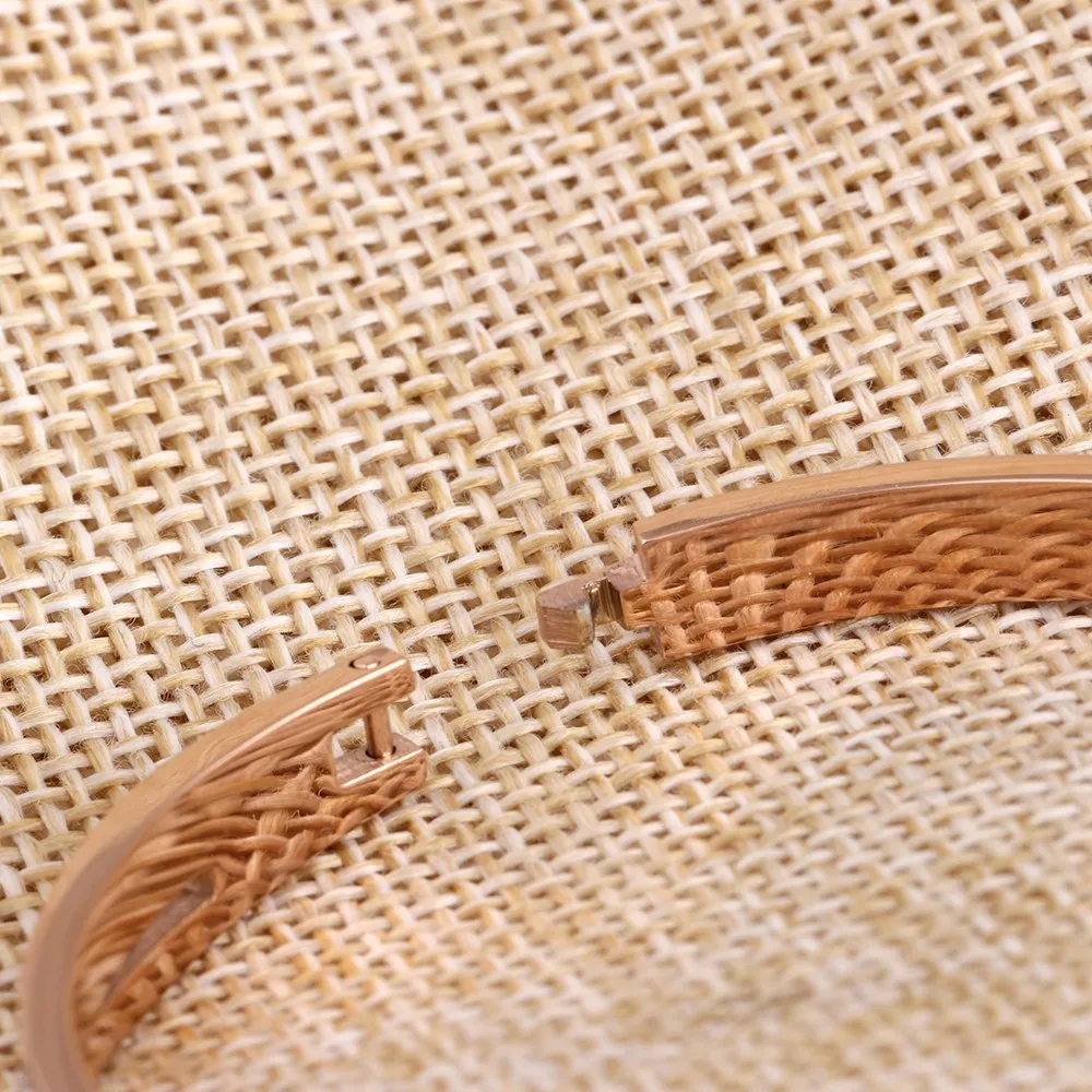 Rose Gold Plated Stainless Steel Romen Number Crystal Bangle Buy 