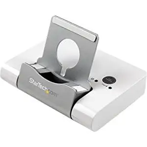 Startech.Com 3 Port Usb 3.0 Hub Plus Combo Fast Charge Port (2.1A) With Smartphone / Tablet Stand - Wired - Smartphone, Ipad, Tablet Pc, Iphone - Charging Capability - Synchronizing Capability - 4 X Usb - White, Silver "Product Category: Accessories/Cradles"