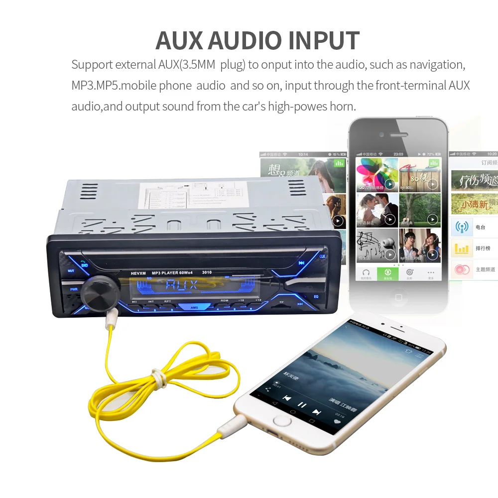 Car Auto Radio 1 din 12V Bluetooth Stereo Audio MP3 Player FM Radio Receiver Support Aux Input SD USB MMC Remote Control