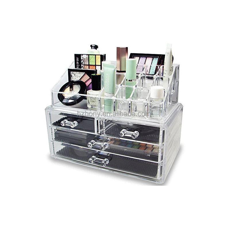 Acrylic Makeup Cosmetic Organizer Storage Drawers Two Pieces Set