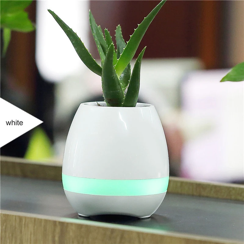 Hot Sale 2017 New Arrival Factory Supply LED Music Vase, Plant Smart Music Flowerpot Bluetooth Speaker Dancing Green