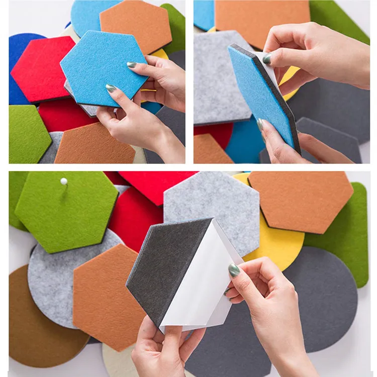 Pin Board Felt Hexagon Board Tiles Set with Full Sticky Back Create Your Very Own Wall Bulletin Board Anywhere in Your Home to Create a Handy Place to Keep Notes Photos Goals Pictures Drawing