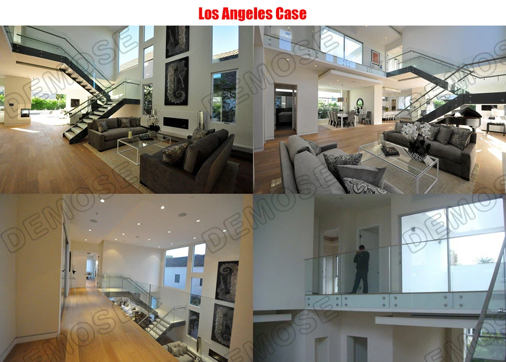 indoor tempered glass panel stairs design with ISO9001
