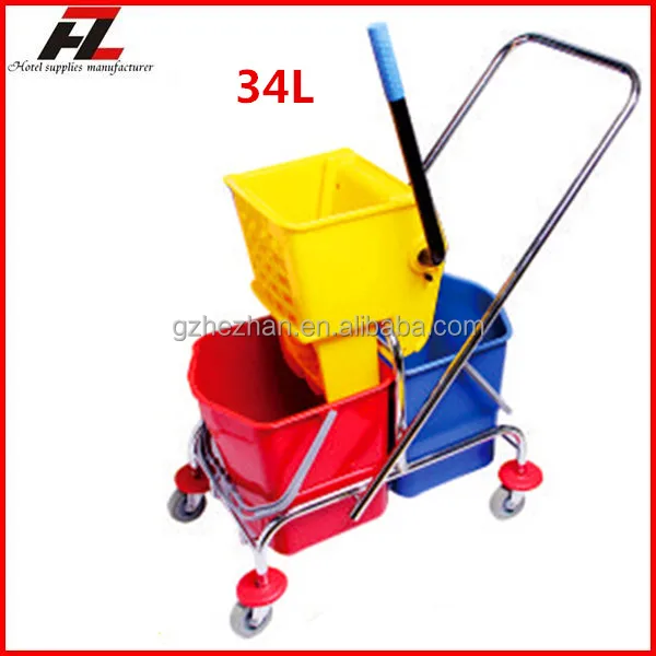 High Quality 46l Down Press Double Floor Cleaning Trolley With Wringer