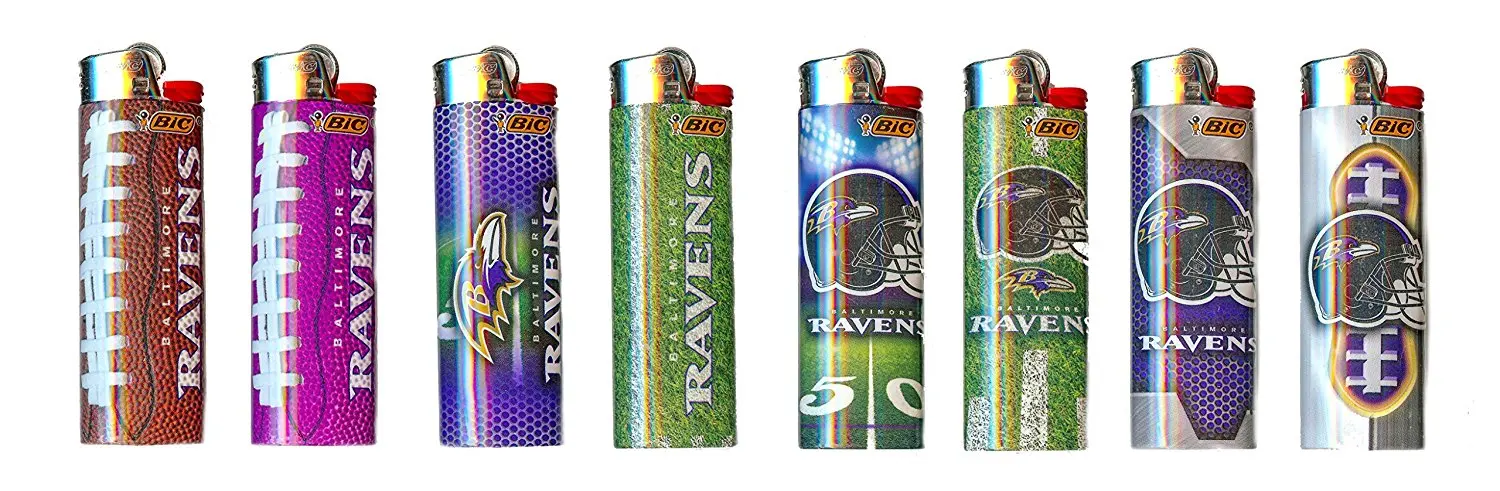 Bic Baltimore Ravens NFL Officially Licensed Cigarette Lighters 8 Pack