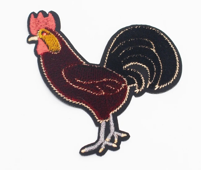 Hot Selling Custom Iron On Appliques Embroidered Animal Chicken