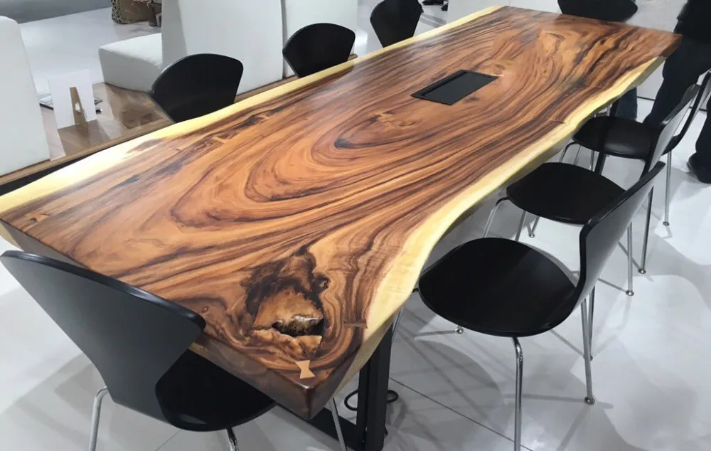 China Supplier Good Quality Acacia Walnut Slabs Dining Table Live Edge