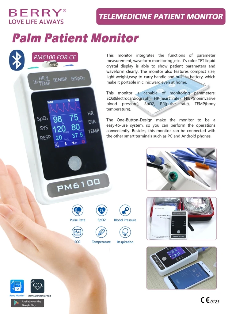 Holter Monitor Ecg 6 Multiparameter Blood Pressure,Spo2,Heart Rate